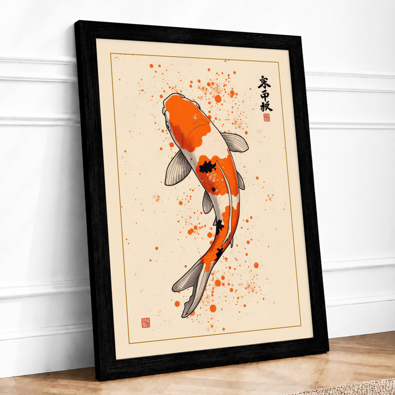 Koi In Motion Japandi - Print, Black, A3 - 42.0 x 29.7 cm