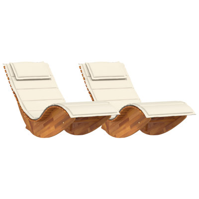 Chaise longue vidaXL avec coussin 2 personnes et 2 pièces en bois d'acacia massif brun