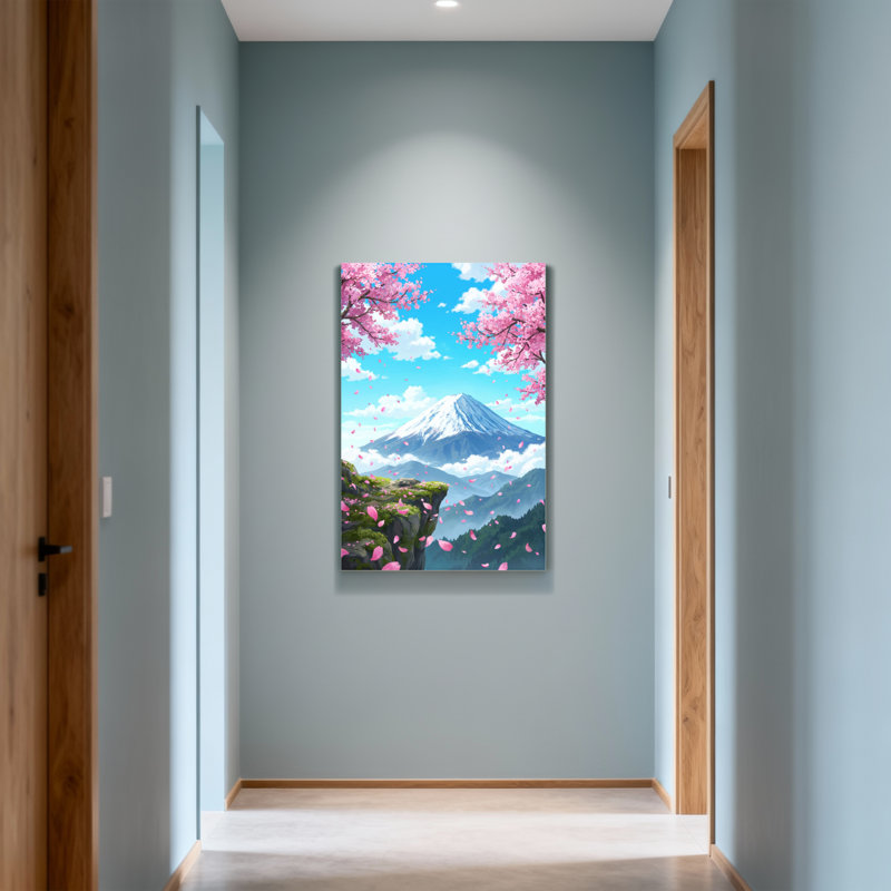 Plantes et fleurs Mont Fuji Cherry Blossom Sky Paysage Printemps Pétales Nuage Montagne, H 12 po x l 18 po