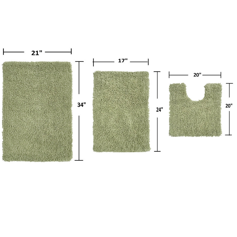 Ensemble de 3 tapis de bain Hazeltine, Sauge