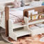 Lit simple en bois massif avec bibliothèque de rangement et tiroirs, lit pour enfants avec escalier, garde-corps, sans sommier, beige-516835617-516835619