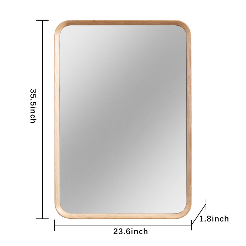 Modern Rounded Rectangle Mirror, Oak