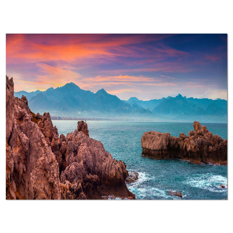 « soleil on denter milazzo panorama »-impression, H 16 po x l 32 po x P 1 po, Toile tendue