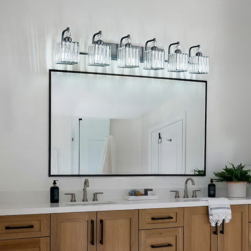 Éclairage pour meuble-lavabo à intensité variable Adoniram, Noir, Six lumières