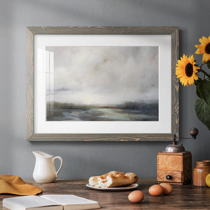 Light Effects VII V1 - Matted and Framed Under Acrylic Glass, Large Living Room Wall Art, Gray