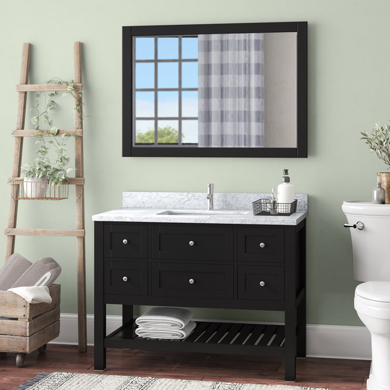 Ensemble de meuble-lavabo simple 41 po avec miroir Juney, Noir