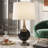 23.5" Modern Metal Table Lamp with USB-A & Type-C Charging Ports, 3-Way Dimmable Touch Control, Black Marbleized / Antique Brass