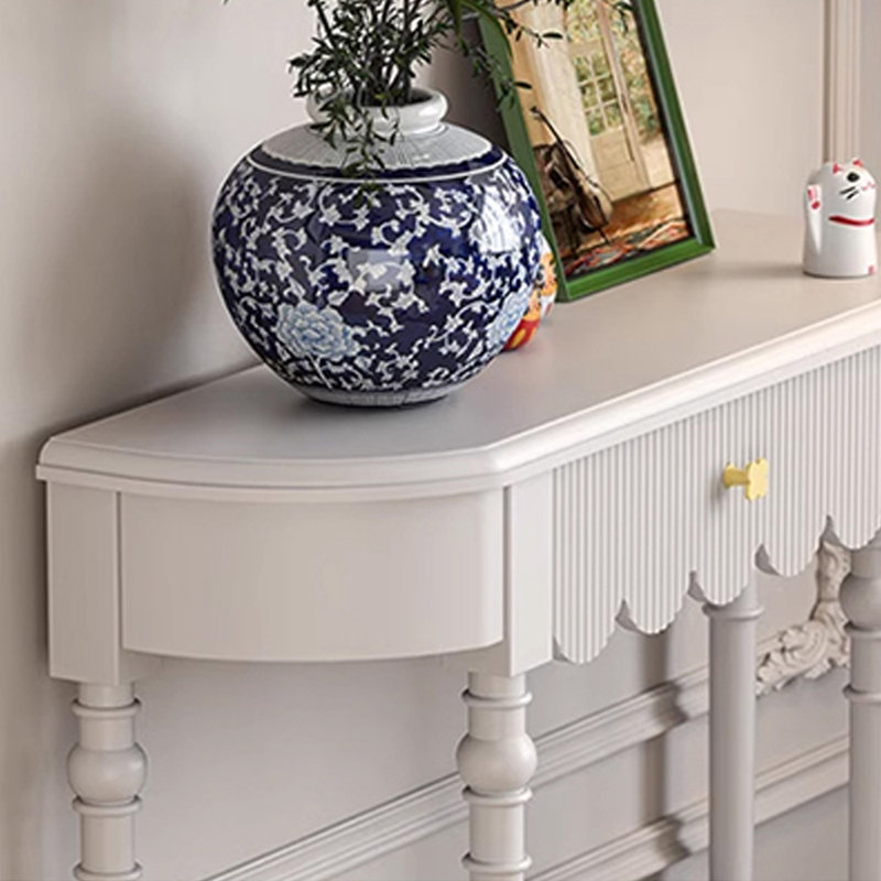 Armoire console en bois massif, Crème, crème, H 33,5 po x l 47,2 po x P 11,8 po