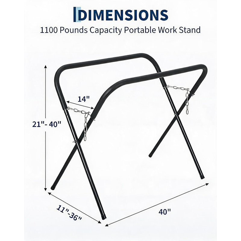 4 pièces 41 x 43 x 35 po support de travail de carrossier portable pliable, établi automobile réglable avec chaîne et crochet, cadre en acier rembourré de mousse pour pare-chocs, portes et pare-brise