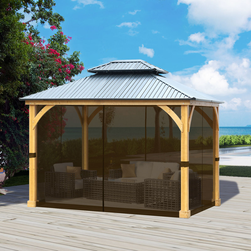 Moustiquaire pour pavillon de jardin Aoodor, Kaki, H 6,9 pi x l 12 pi x P 16 pi