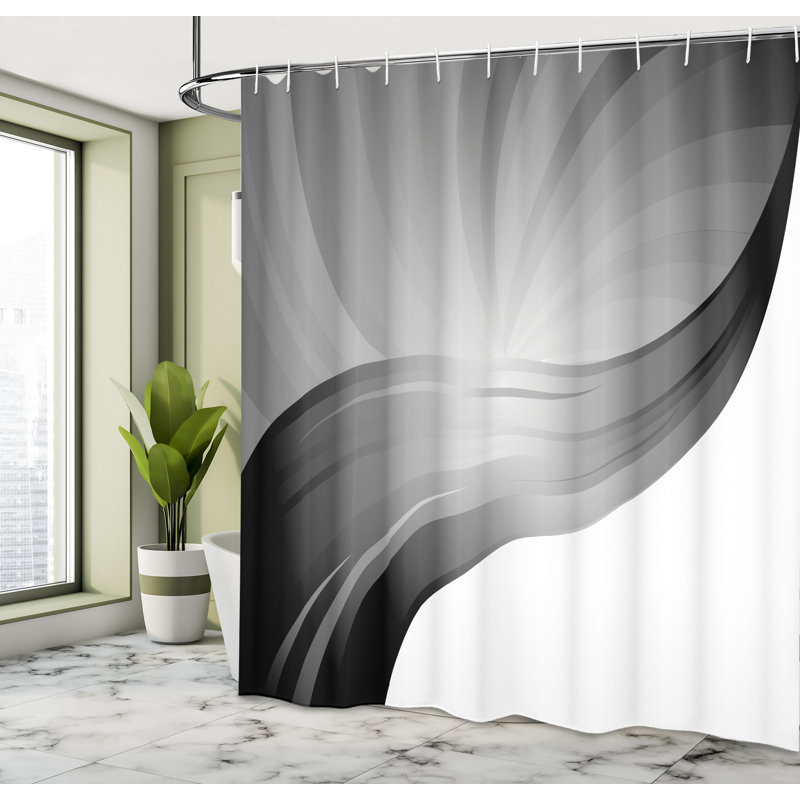 Ensemble de rideau de douche + crochets, H 75 po x l 69 po, Gris foncé