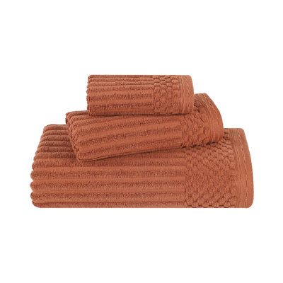 8-Piece Checkered Border Cotton Towel Set