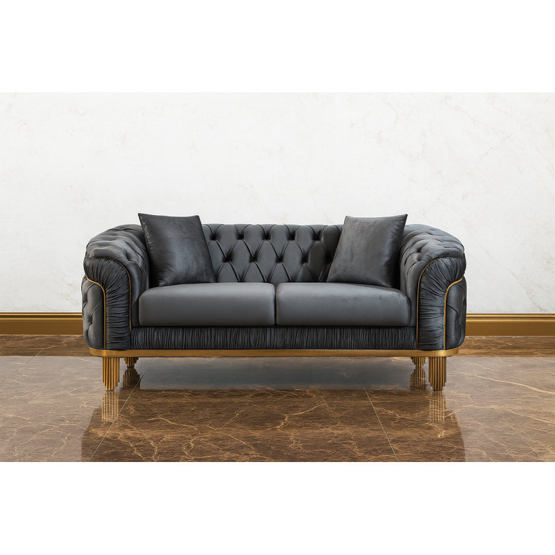 Valorie 72'' Velvet Loveseat, Gray Velvet