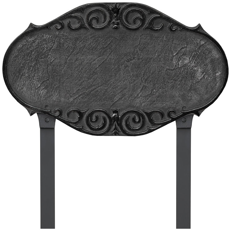 Plaque d'adresse victorienne avec piquets de pelouse, Fer suédois / Noir