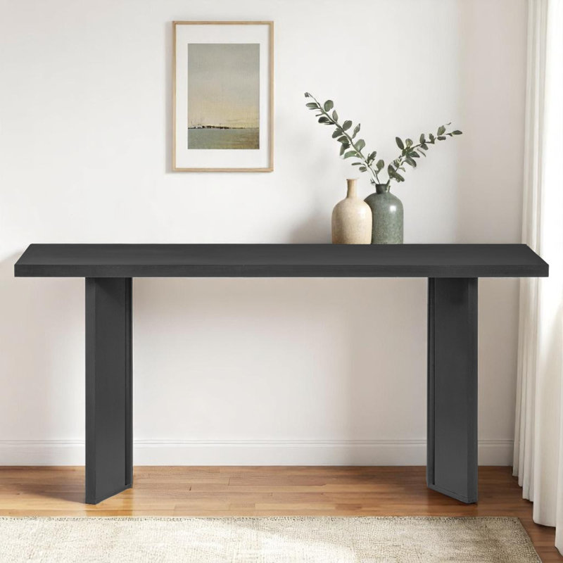Table d'entrée moderne de 63 po, table console pour vestibule, couloir et vestibule, Noir