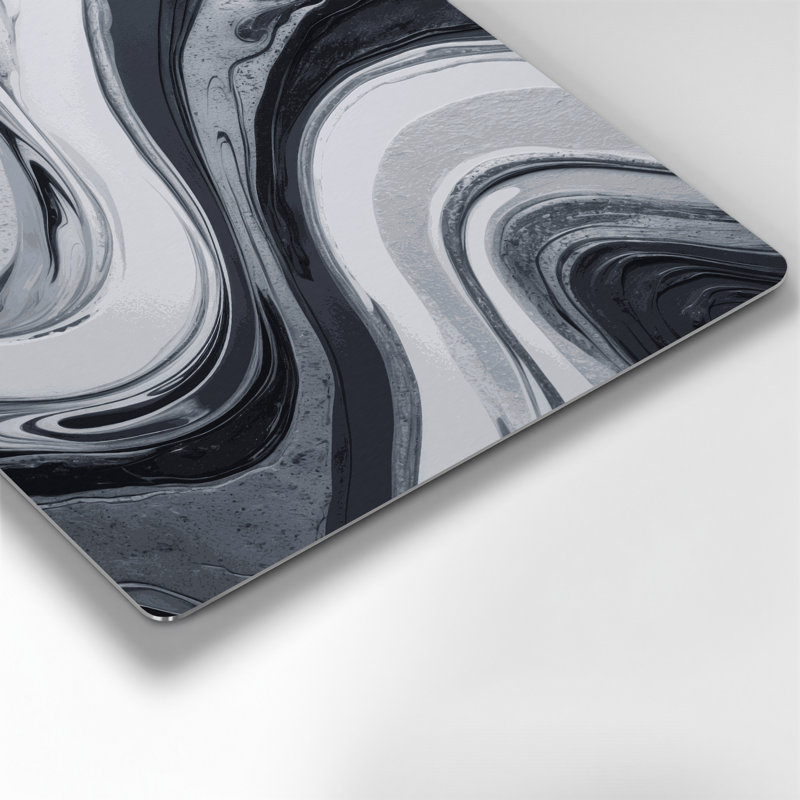Abstrait fluide, art mural gris en métal 87, H 16 po x l 16 po