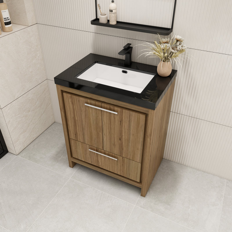 Ensemble de meuble-lavabo simple 30 po Enochville, Chêne naturel