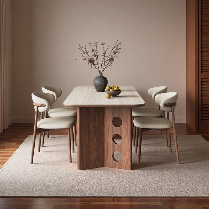 Table de salle à manger Minimalist, 5 pièces: table, 4 chaises, H 29,52 po x L 70,86 po x l 35,43 po