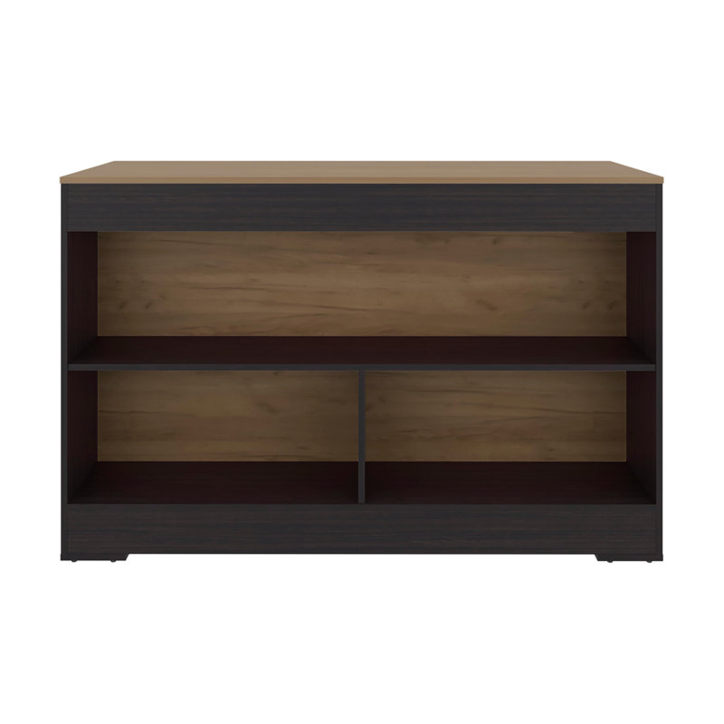 Îlot de cuisine 34 po, 3 tablettes ouvertes Makoti, wengé noir Makoti, Black