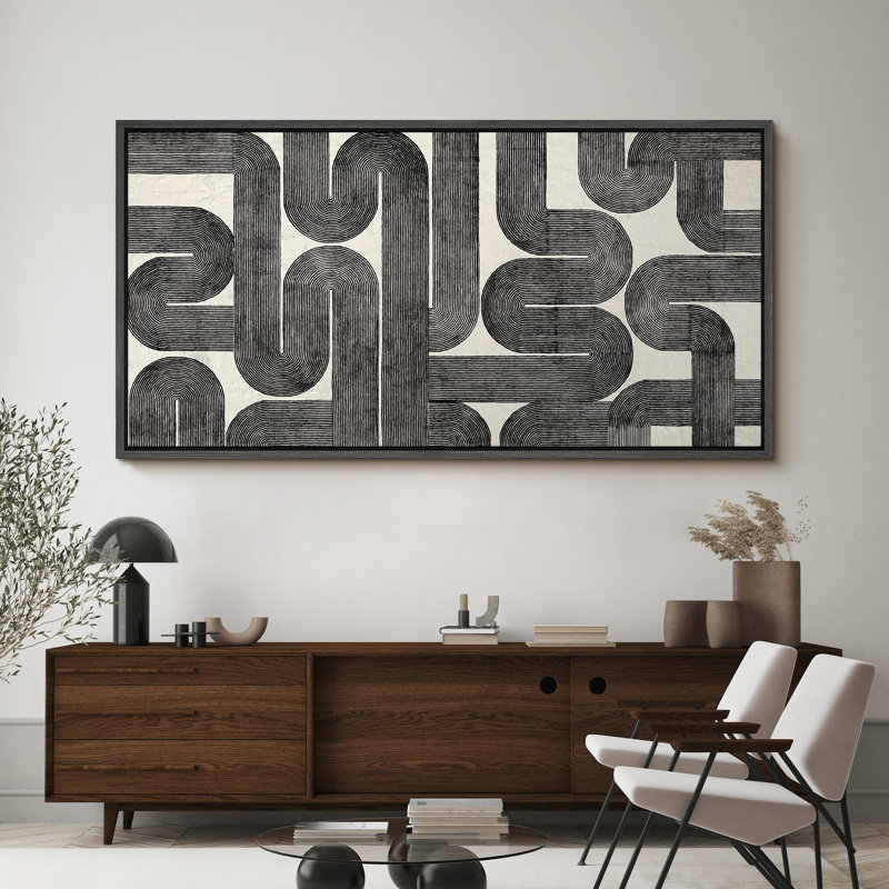 «Geometric Line Abstract Geometric Infinity Loop Shapes», reproduction encadrée sur toile, H 30 po x l 60 po