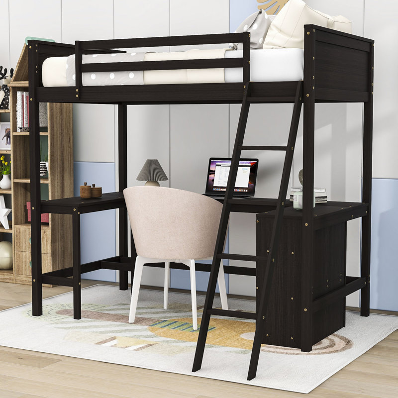 Elliah Kids Twin Loft Bed, Espresso