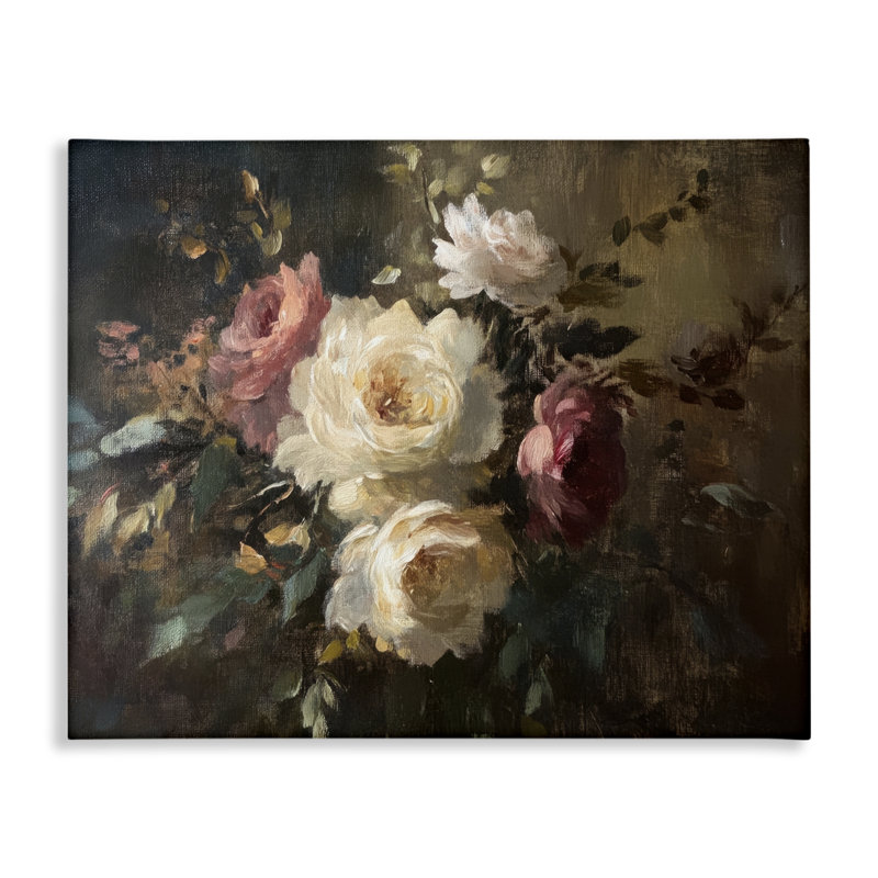 Art mural sur toile  Dark Still Life Roses par Petal Prints Design, H 16 po x l 20 po