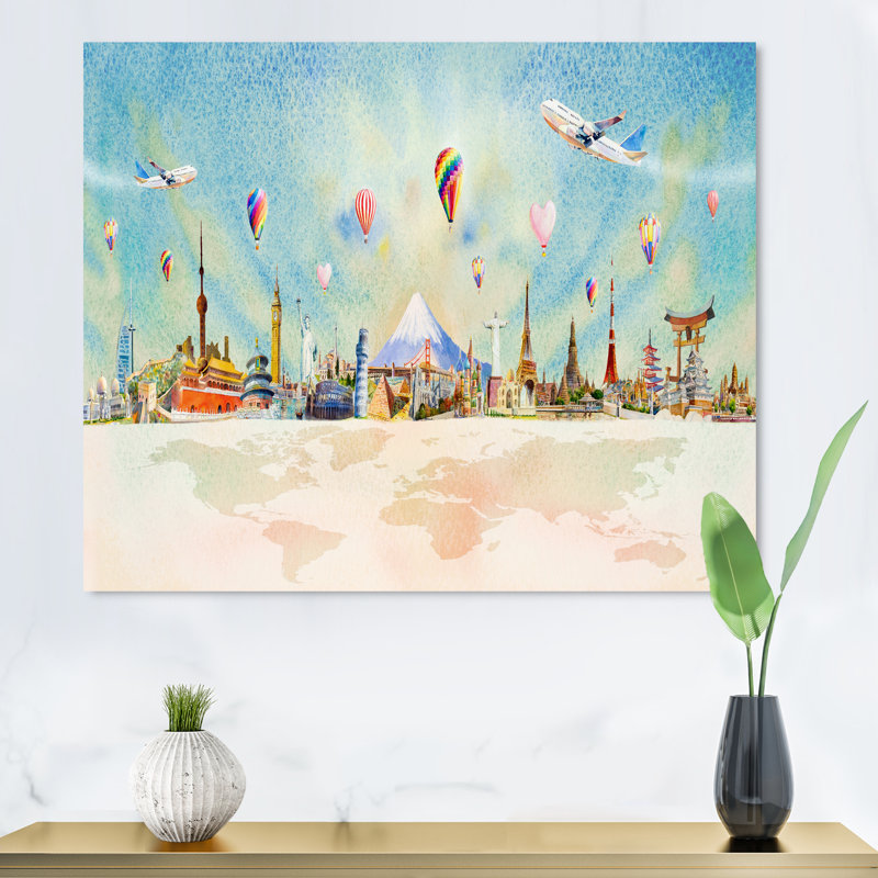 «World Travel Famous Monument VI», reproduction sur toile flottante, H 8 po x l 12 po x P 1 po, Toile tendue