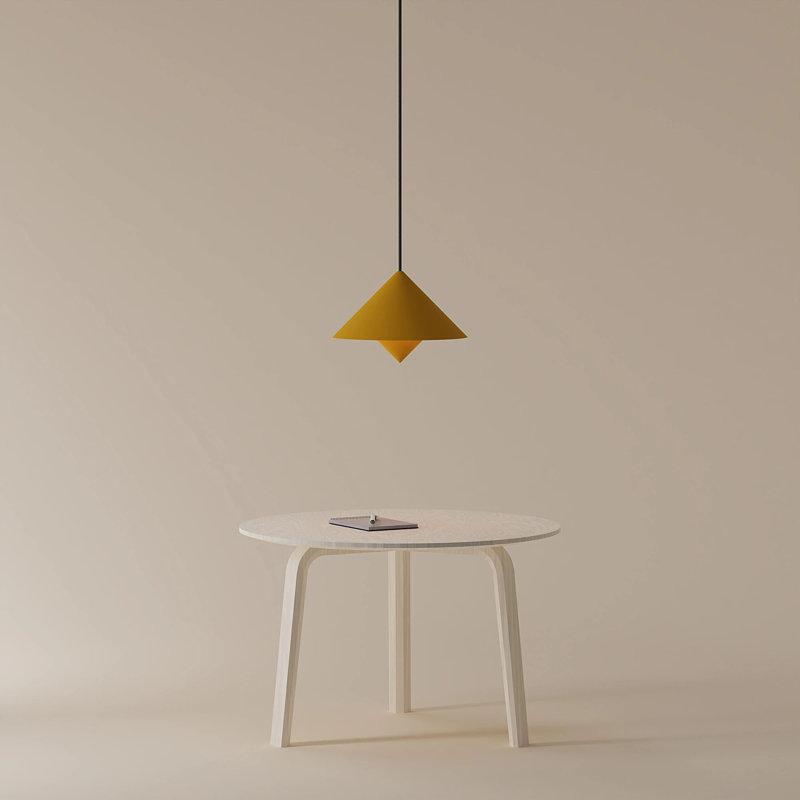 Jai Pendant Light, Black, Mustard, 11'' H x 9.84'' W x 9.84'' D