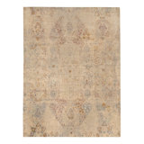Multicolored Contemporary Silk Wool Blend Rug