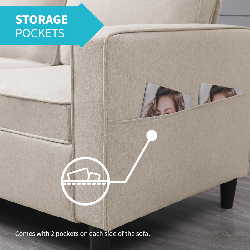Ebern Designs L-Shaped Sofa Bed with Storage Ottoman