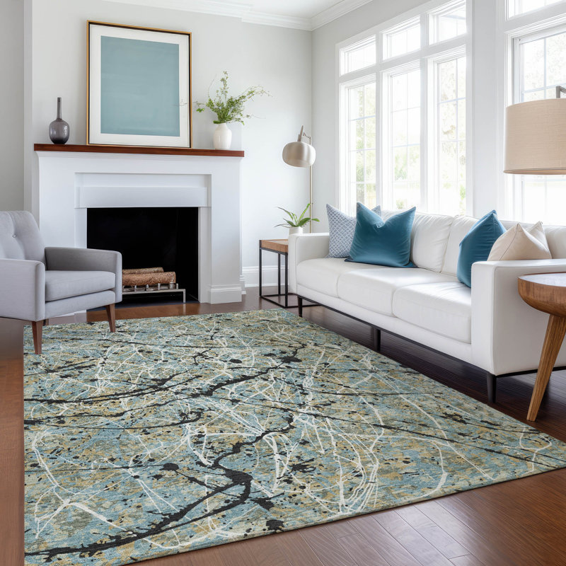 Machine Washable Indoor/Outdoor Jozwiak ACN2389 Abstract Rug, Rectangle 2'6" x 3'10"