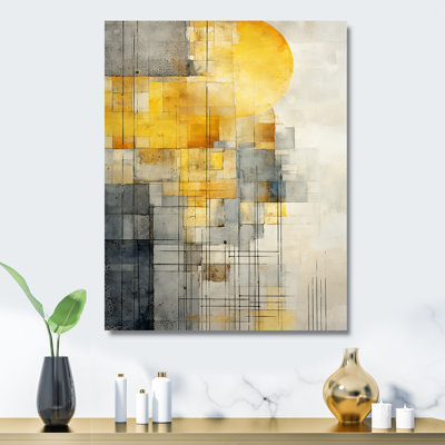 Panneaux solaires jaunes, collage de lumière du soleil IV - Collages abstraits, art mural en métal