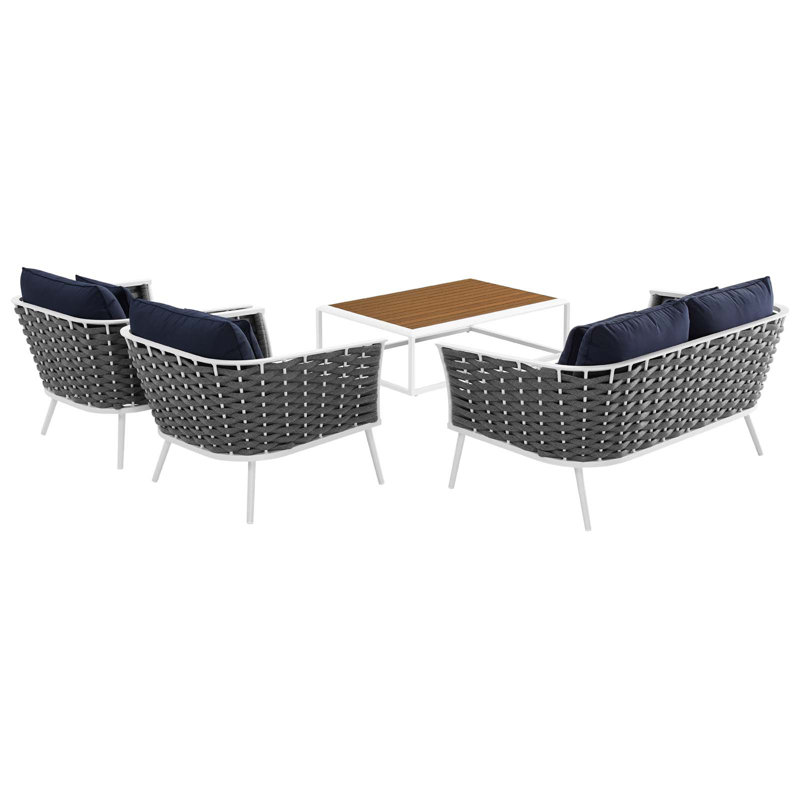 Ensemble de canapé modulaire d'extérieur en aluminium 4 pièces Stance, Marine