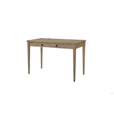 Bureau rétro en bois clair avec tiroir central