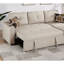 Canapé modulaire beige avec lit extensible et méridienne pratique avec rangement, 4 tiroirs, espace pratique pour porte-gobelets-295290016