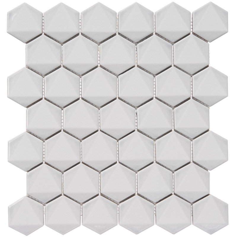 Carreau de mosaïque 2 po x 2 po en porcelaine nid d'abeille pour mur et plancher, gris