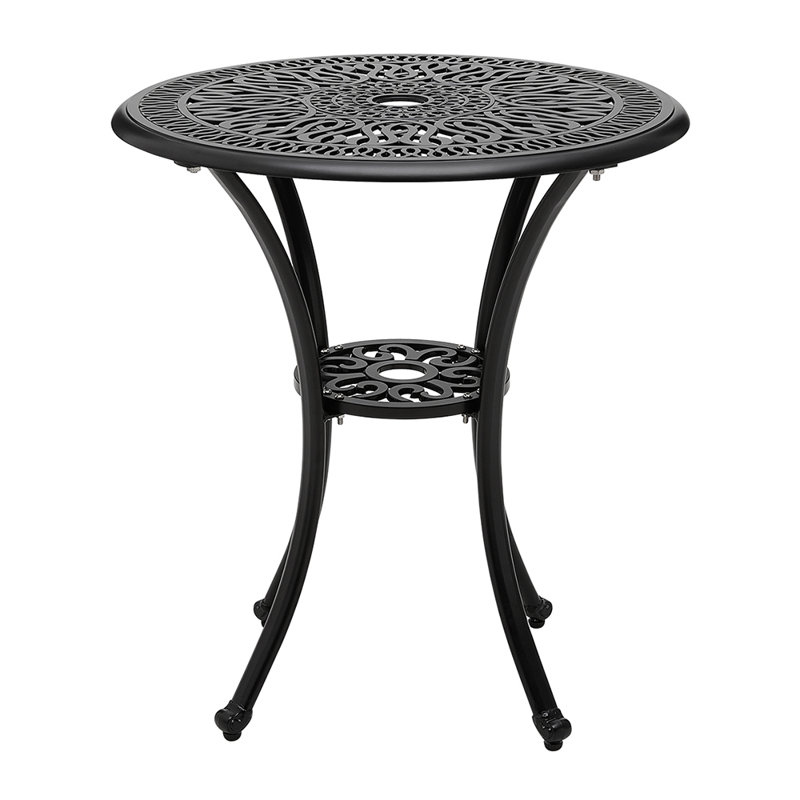 Round Metal Outdoor with Umbrella Hole Dining Table - 60 cm W 37 cm D