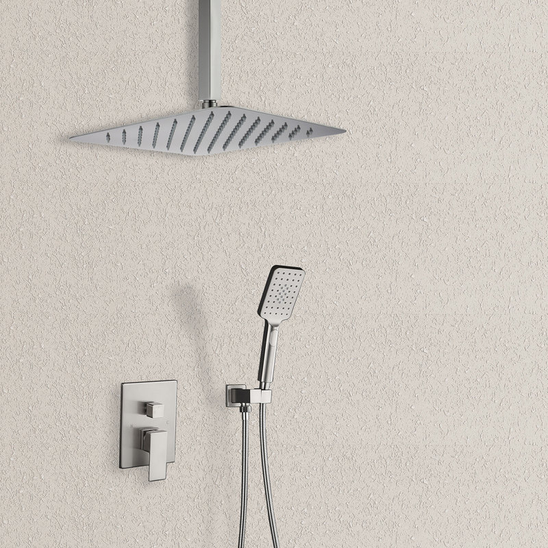 Système de douche complet à pression équilibrée avec valve brute, Nickel brossé