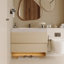 Meuble-lavabo flottant moderne 29,9 po avec comptoir en faux marbre et lavabo encastré en céramique, fixation murale pour petites salles de bain et appartements-402620929
