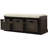 Rustic Storage Bench With 3 Removable Classic Rattan Basket , Entryway Bench With Removable Cushion-766084850