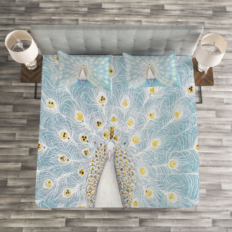 Peacock Bedspread Set with Shams, 220 x 264 cm