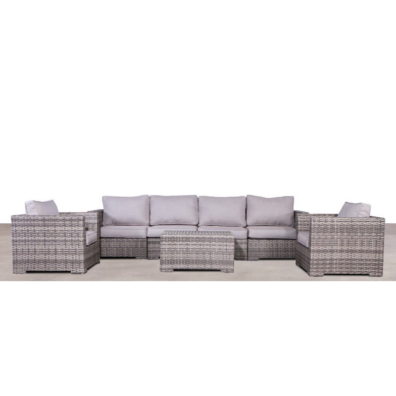 Carruthers Wicker Fully Assembled 6 - Person Seating Group with Cushions