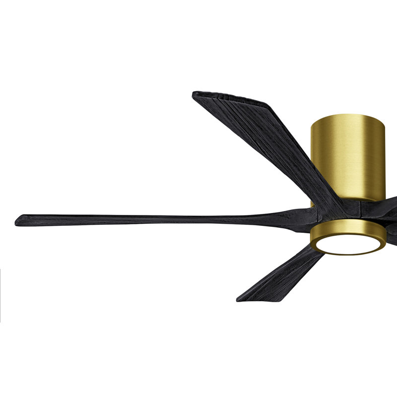 Irene Flushmount Light Kit 5 Blade LED Ceiling Fan, Brushed Brass, Matte Black, 60"