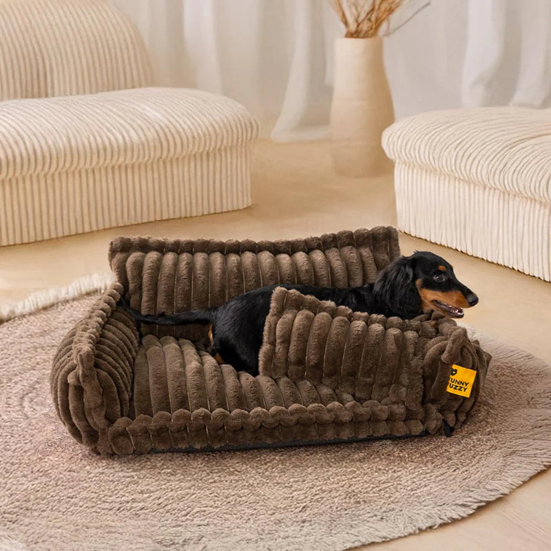  Canapé-lit lavable moelleux pour chien, taille L, Brun