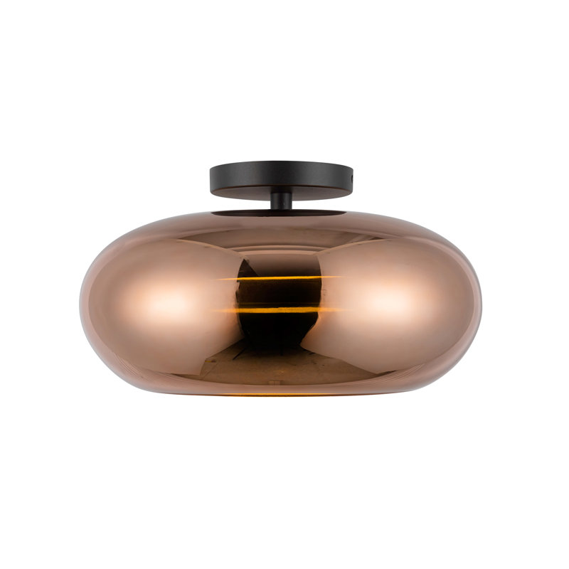 Trinity Glass LED Semi Flush Mount, Copper