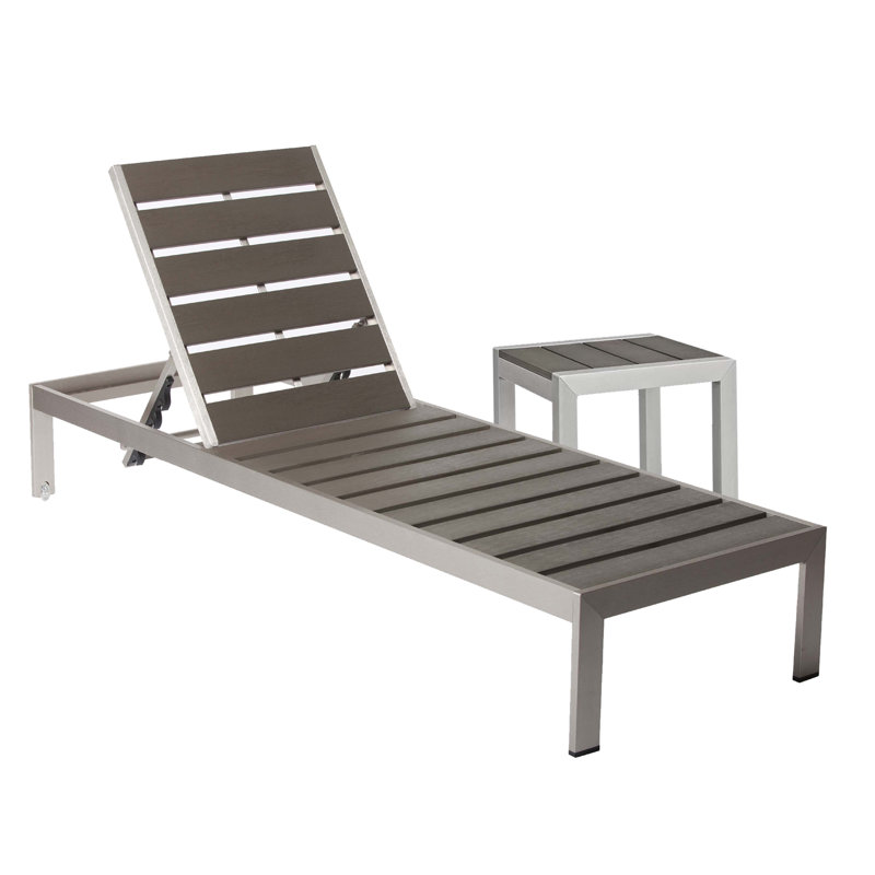 Ensemble de chaise longue inclinable 76 "avec table Aynura, Gris