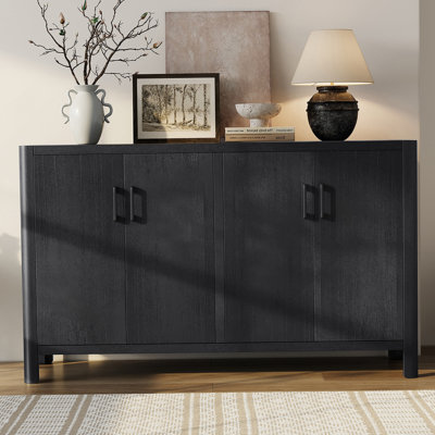 Farmhouse Style 4-Door Cabinet With Natural Finish, A Rustic Accent For Entryways Or Small Spaces