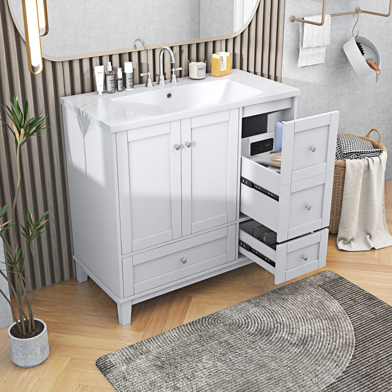Ensemble de meuble-lavabo simple 18 po avec plateau Mirtila, Blanc