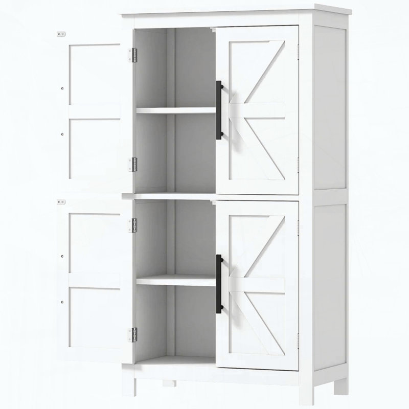Armoire de salle de bain blanche avec portes de grange Farmhouse, White