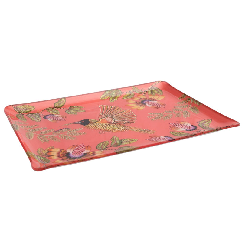 Weaver Garden Acrylic Tray, 18" W x 14" D x 1.5" H, Coral